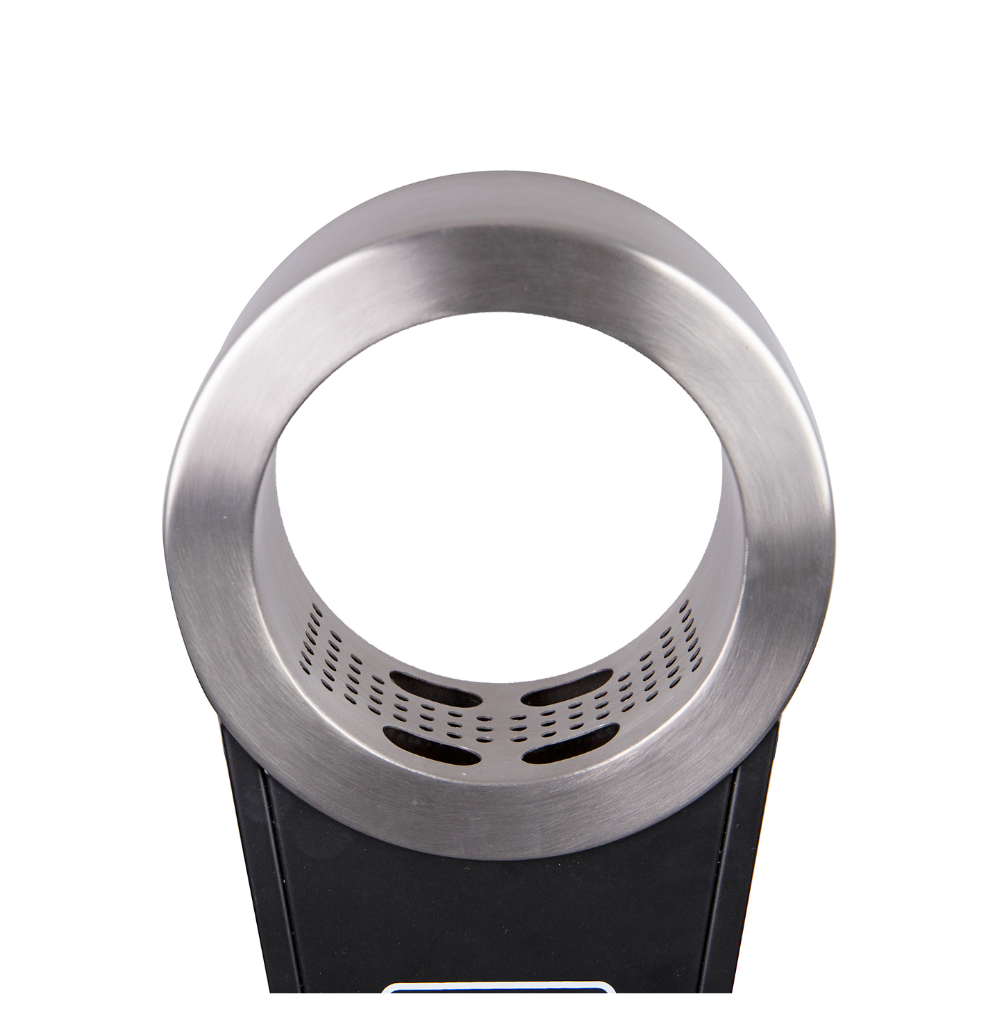 Free-standing stainless steel ashtray from Robert Scott, designed for outdoor cigarette waste disposal, with a sleek, modern finish.