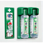 Two 500ml bottles of Cederroth Eye Wash by Safety First Aid, showing clear bottles with eye wash solution and labels.