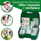 Workplace first aid kit with dressings, bandages, and safety supplies in green case