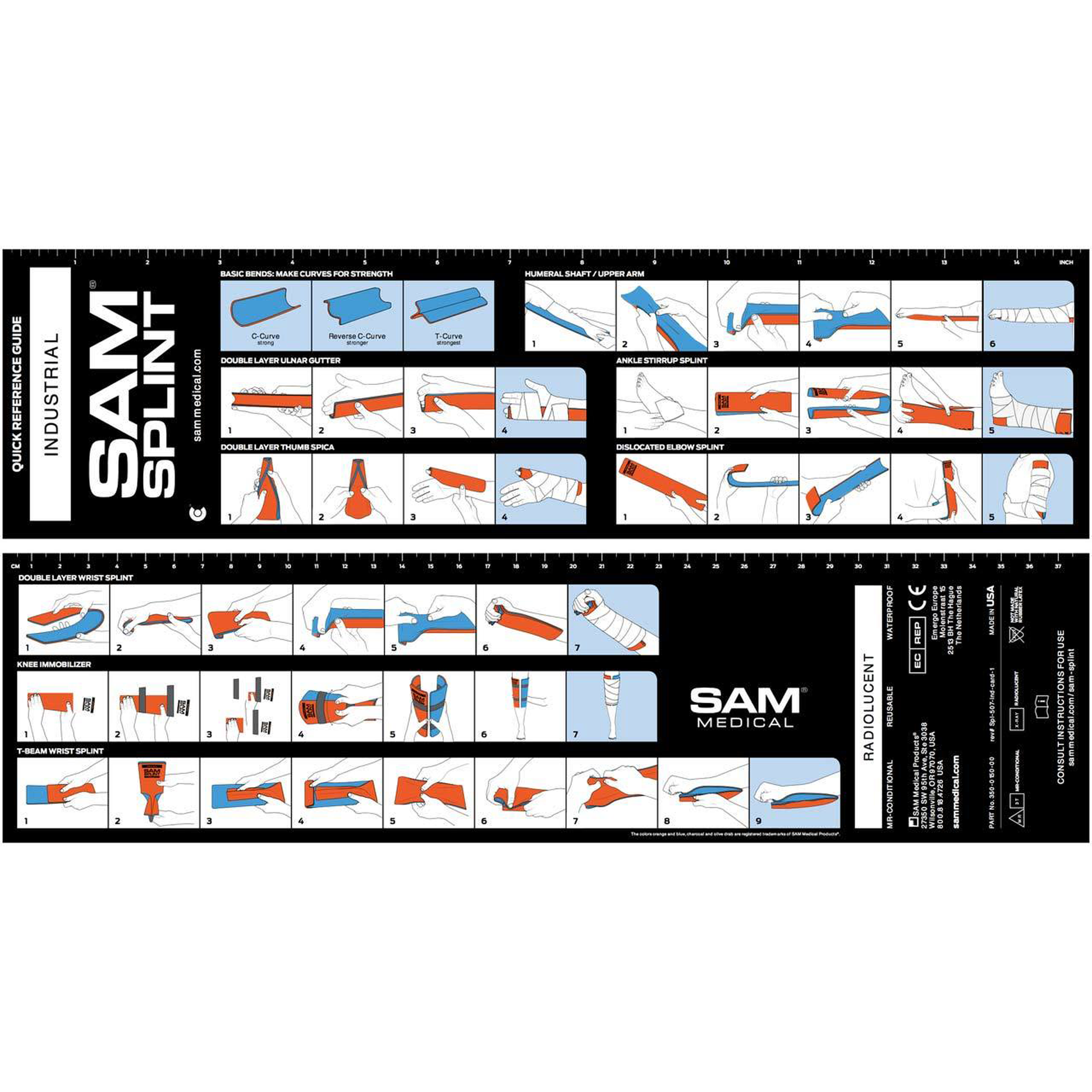 SAM® Splint 36" 91.4cm x 10.8cm Large - Orange & Blue