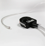 Medical footswitch with clear flexible tubing on a white background
