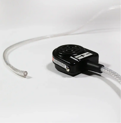 Medical footswitch with clear flexible tubing on a white background