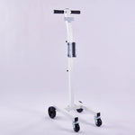 White medical equipment bracket with wheels and handles for Hyfrecator or evacuation units
