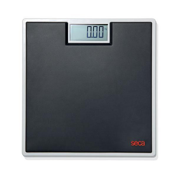 Black Seca 803 Clara digital personal scale with sleek design, displaying weight measurement on a clear digital screen.
