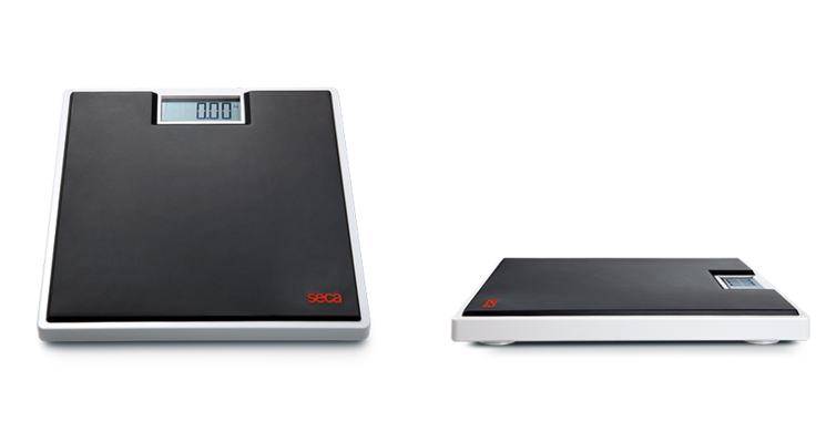 Black Seca 803 Clara digital personal scale with sleek design, non-medical use, featuring a clear display and modern look.