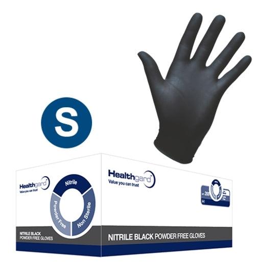 Healthgard Nitrile Examination Gloves in size S, pack of 200, showing blue disposable gloves with textured surface for medical use.