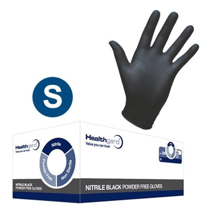 Healthgard Nitrile Examination Gloves in size S, pack of 200, showing blue disposable gloves with textured surface for medical use.