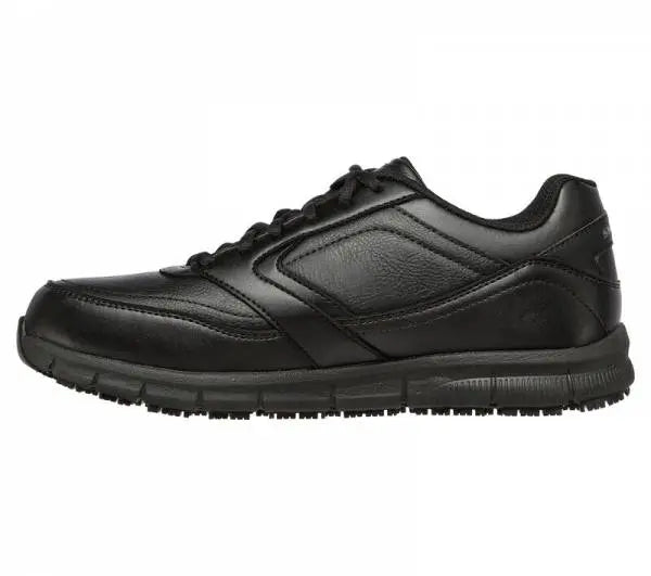 Black Skechers men's Flex Advantage shoes with breathable mesh uppers, cushioned insoles, and rubber outsole for comfort and support.