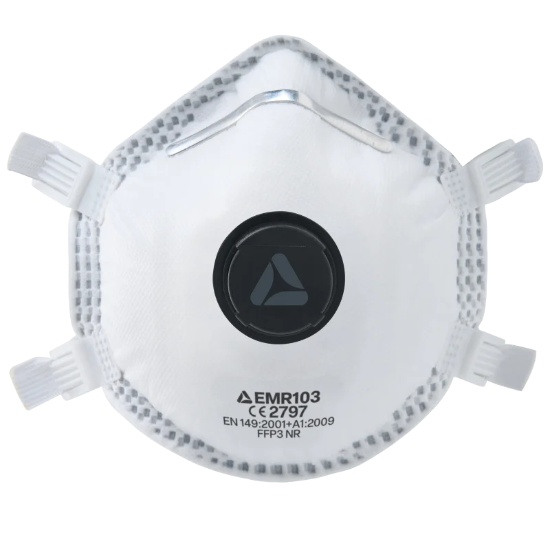 Skytec EMR103 FFP3V cup-shaped disposable respirator mask, box of 10, designed for respiratory protection.