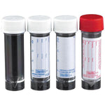 Sterilin 30ml urine sample collection bottle with printed label and Boric Acid, shown with multiple bottles in the image.