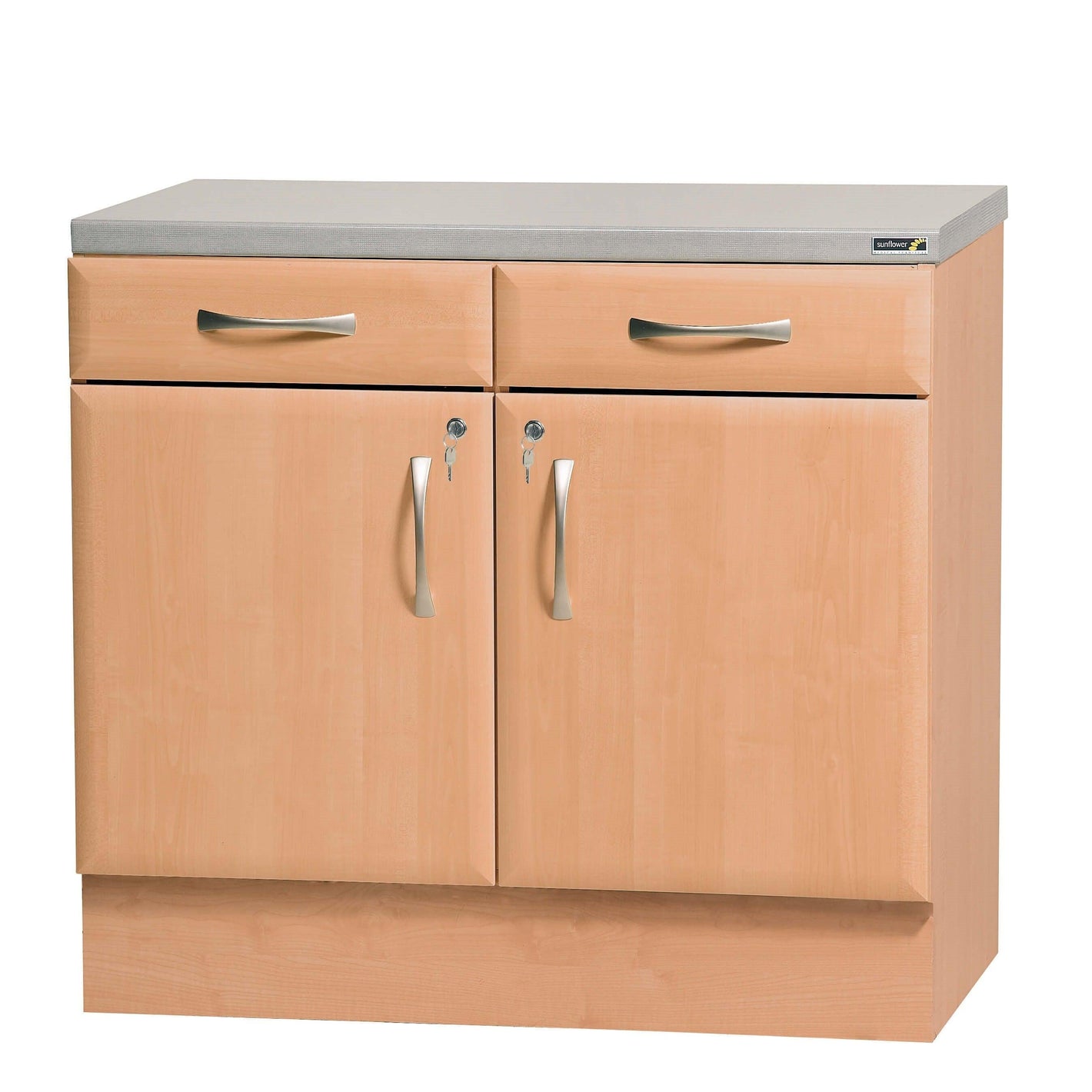 Sunflower 100cm Beech Drawerline Cabinet with multiple drawers, modern wooden storage unit for home or office.