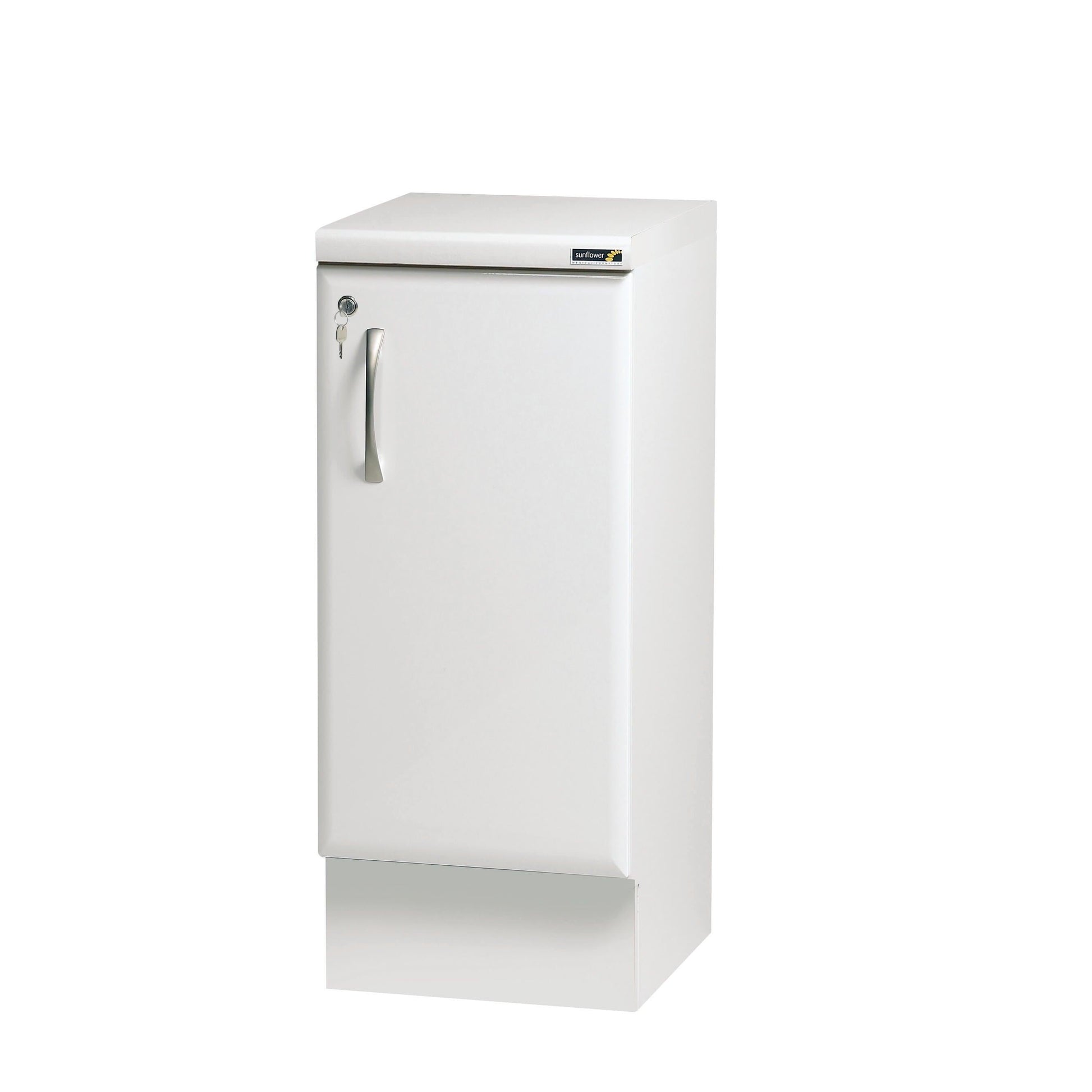 White 30cm high gloss base cabinet by Sunflower showing smooth glossy finish and modern cabinet door design.