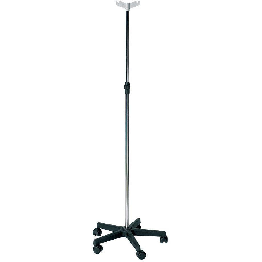 Sunflower Chromed Steel IV Stand - Plastic Base with 2 Plastic Hooks