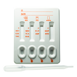 SureScreen 10-parameter multiline cassette drugs of abuse test showing test strips and control lines in a clear medical device image.