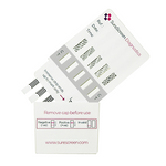 SureScreen 10-Parameter Drugs of Abuse Test panel showing multiple drug detection strips on a white background.