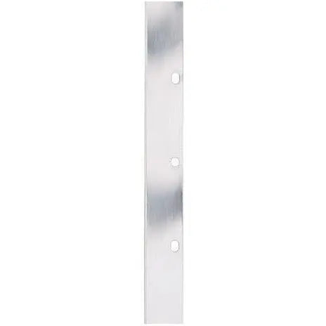 Stainless steel skin graft blade with three slots, medical instrument on white background