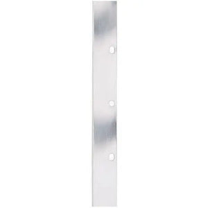 Stainless steel skin graft blade with three slots, medical instrument on white background