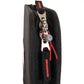 Black zippered key storage pouch with red accent and secure zipper closure