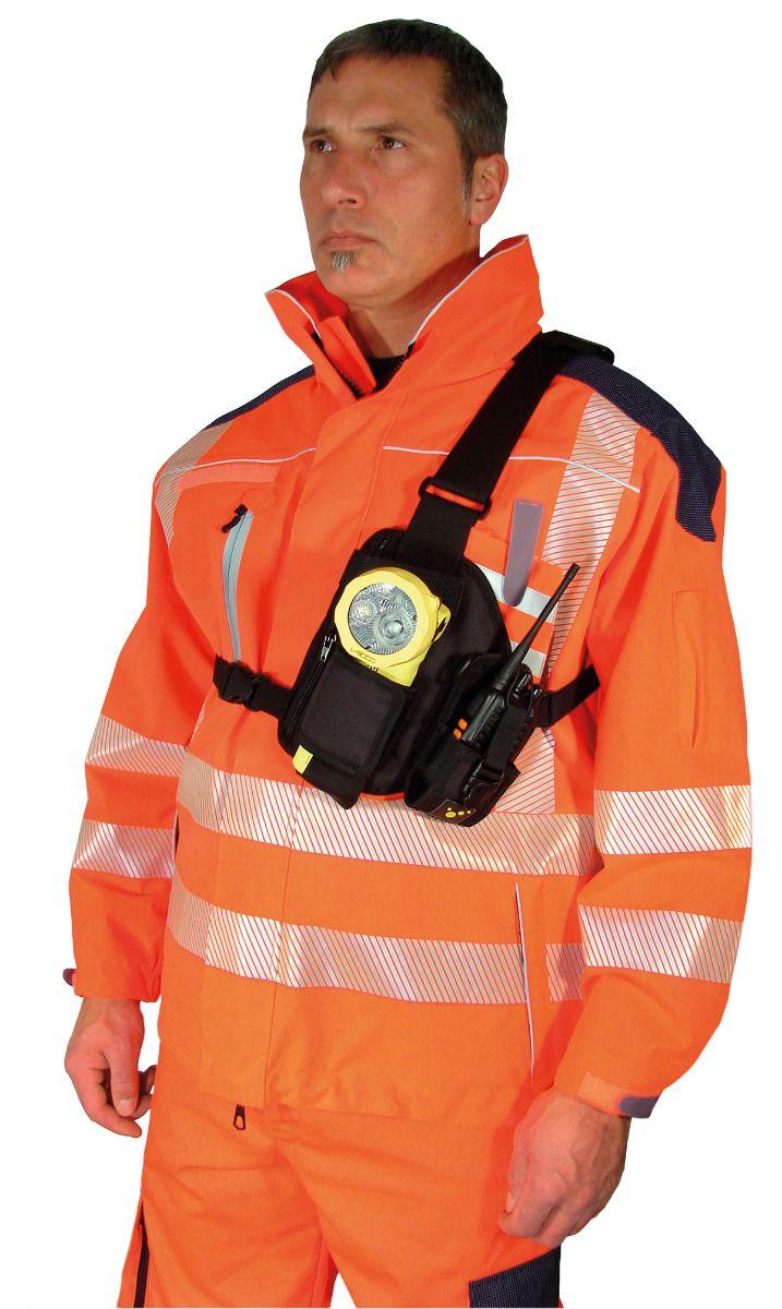 TEE-UU CHEST Radio Harness with adjustable straps and modular design, featuring chest armor for tactical communication and gear.