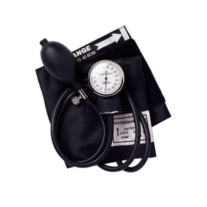 Emerald Timesco clip-on aneroid sphygmomanometer with two tubes, featuring a cuff and gauge for blood pressure measurement.