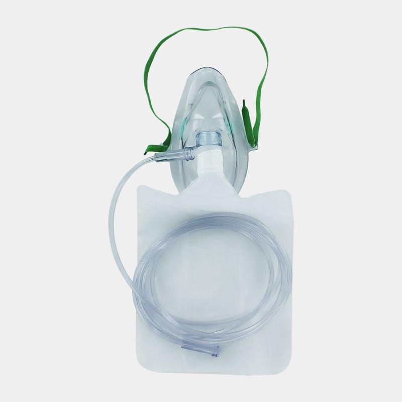 Box of 50 adult non-rebreathing face masks by Timesco, medical-grade masks for respiratory support and safety.