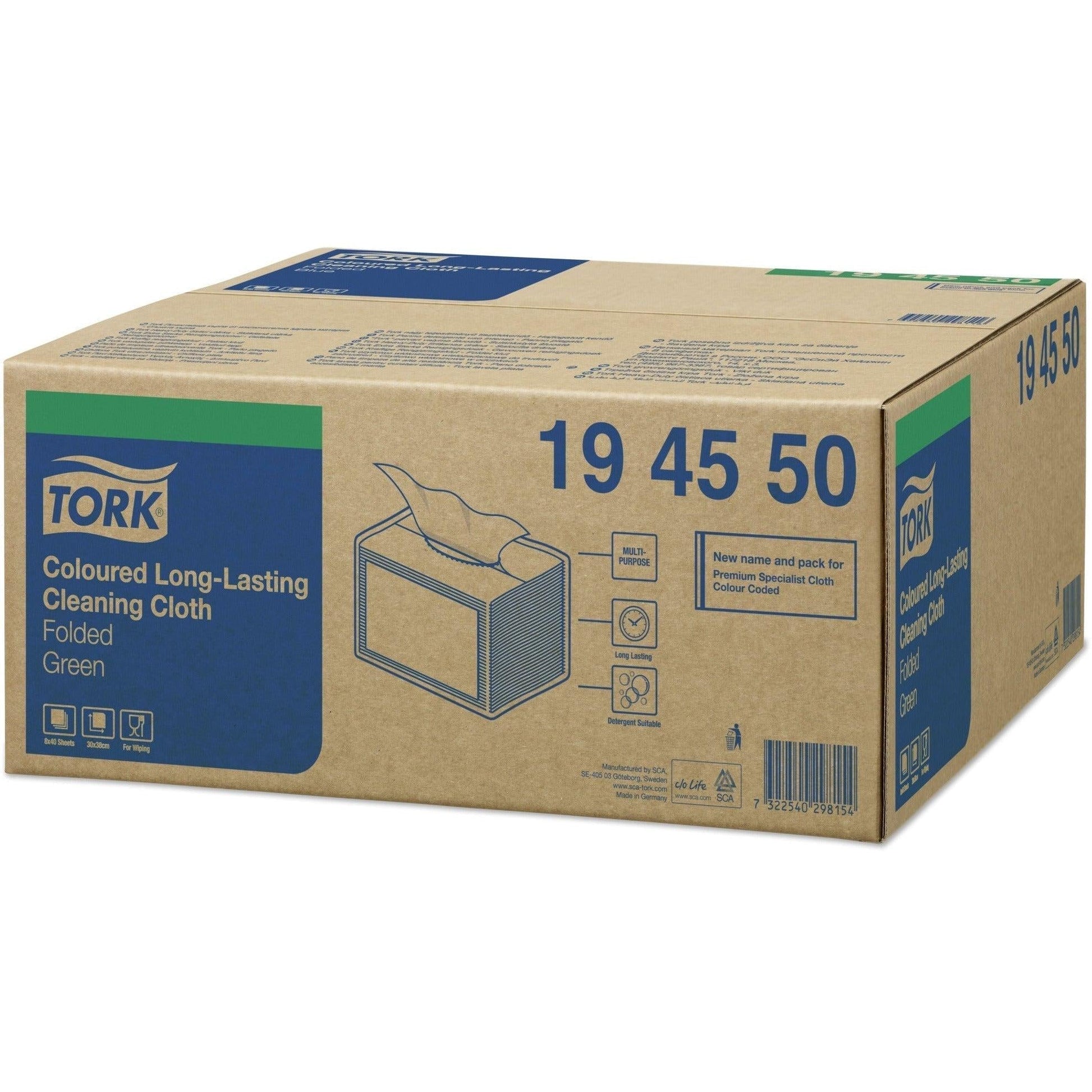 Tork Long-Lasting Cleaning Cloth in Green - Pack of 40 - 194550