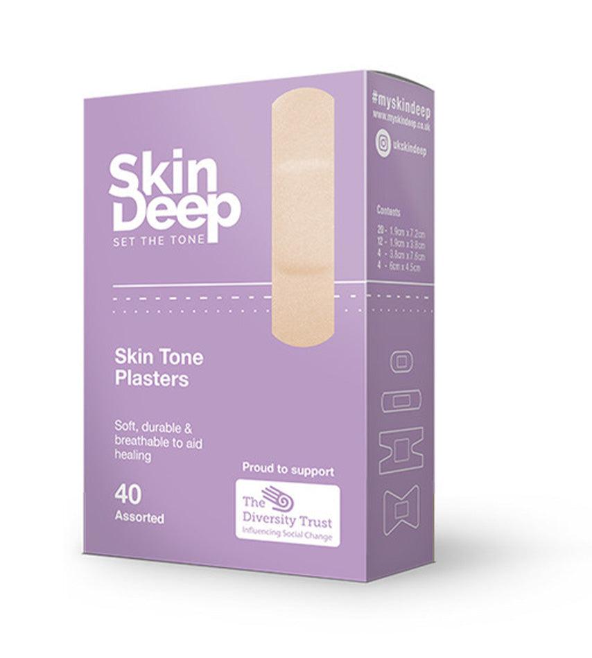 Box of 40 TSL My Skin Deep Light Tone Plasters showing beige adhesive bandages for skin blending.