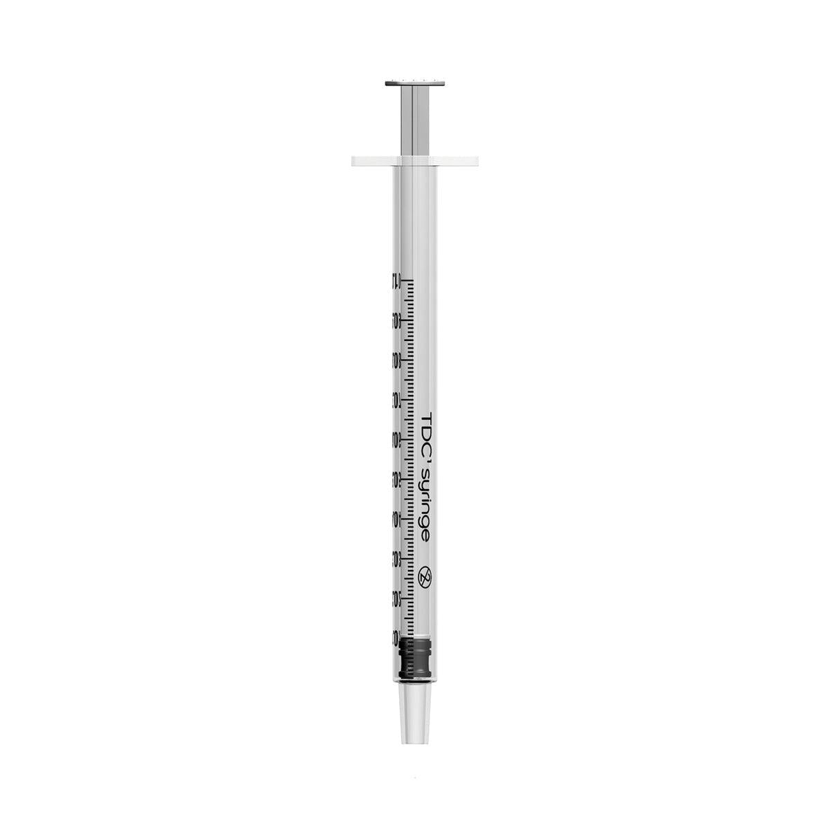 Set of 100 Unisharp 1ml syringes with white plungers, sterile medical-grade syringes for precise liquid measurement and administration.