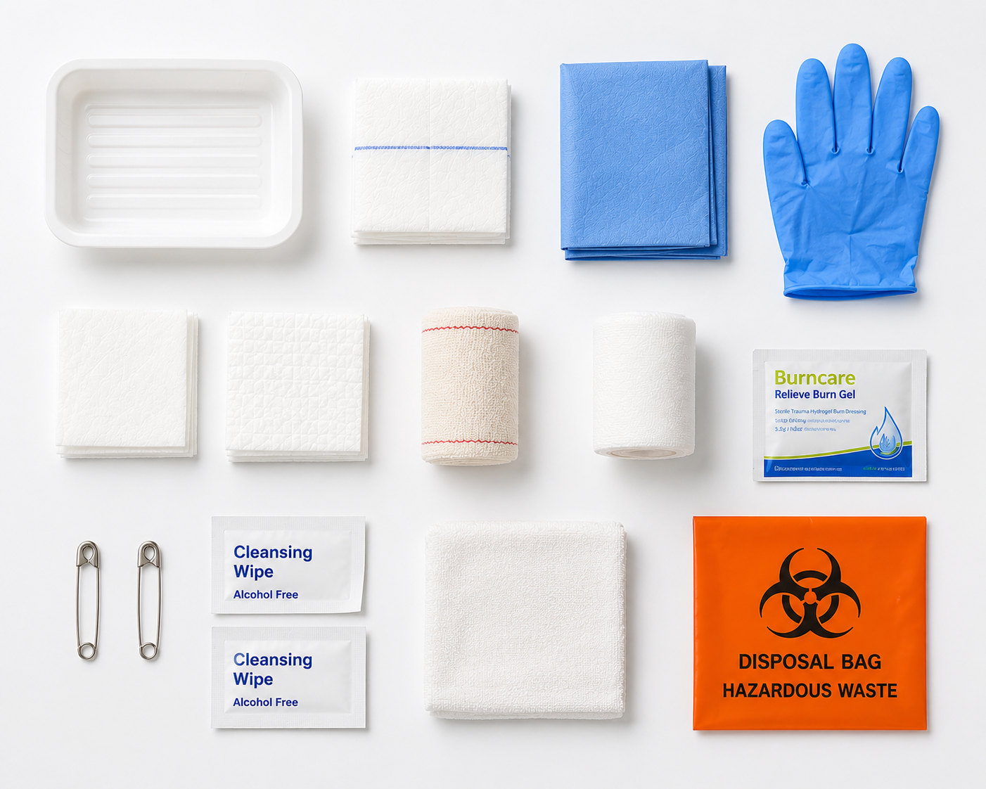 Vena Cava ambulance wound care and dressing pack with sterile supplies for emergency wound treatment and dressing procedures.