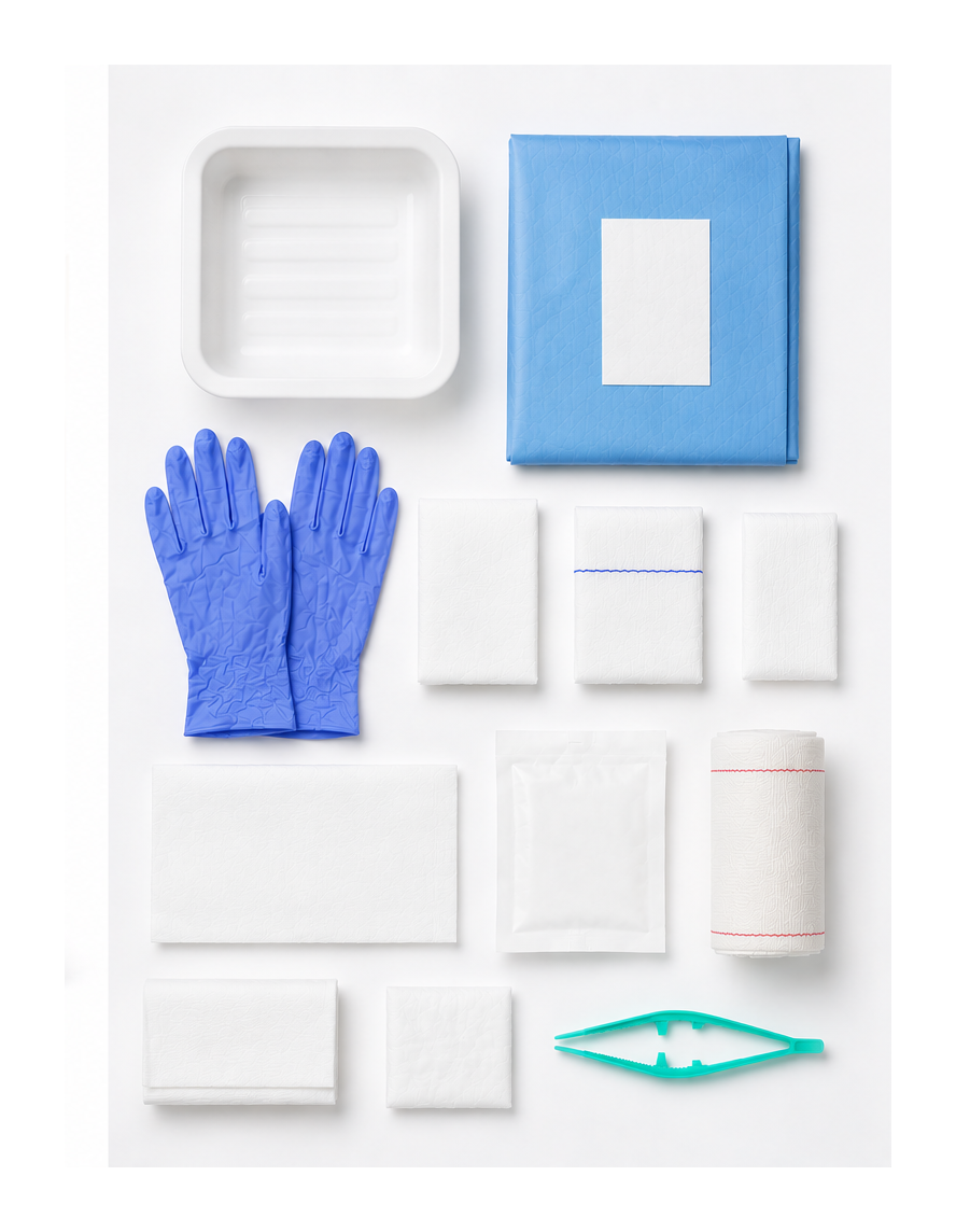 Vena Cava National Woundcare Pack 1, sterile latex-free wound dressing procedure pack with 90 packs, ready for medical use.