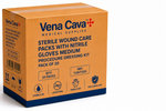 Sterile wound care packs with nitrile gloves in medium size, featuring dressings and supplies for first aid procedures.