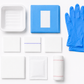 Sterile Vena Cava wound care packs with nitrile gloves in medium size, shown in a pack of 20 for dressing and wound management.