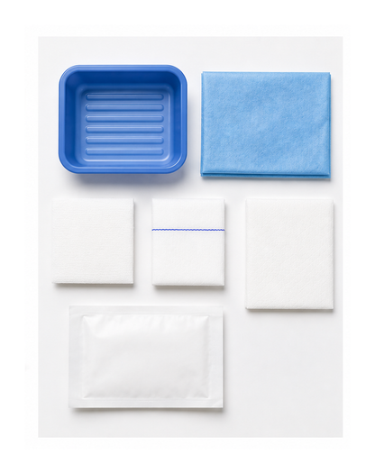 Sterile Vena Cava wound cleaning packs, pack of 100, single-use wound care procedure kits with sterile dressings and cleaning supplies.