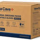 Vena Cava universal dressing packs with sterile wound dressings and medium nitrile gloves, suitable for wound care and first aid.