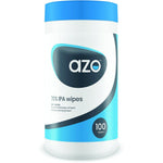 Vernacare Azo™ Wipette 70% IPA disinfectant wipes, 100-count pack, showing individual wipes with disinfectant solution.