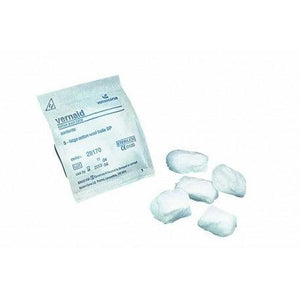 Pack of five sterile cotton wool balls by Vernacare, soft white medical-grade cotton for wound care and hygiene.