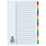 White polypropylene 20-part A-Z index with multi-punched holes for A4 documents, designed for Vow organizational filing systems.