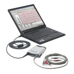 Welch Allyn Cardioperfect AM12 ECG System interpretive display with control panel and ECG cables for cardiac monitoring.