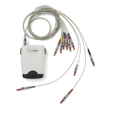 Welch Allyn Cardioperfect AM12 ECG system with interpretive display showing ECG leads and monitoring interface.