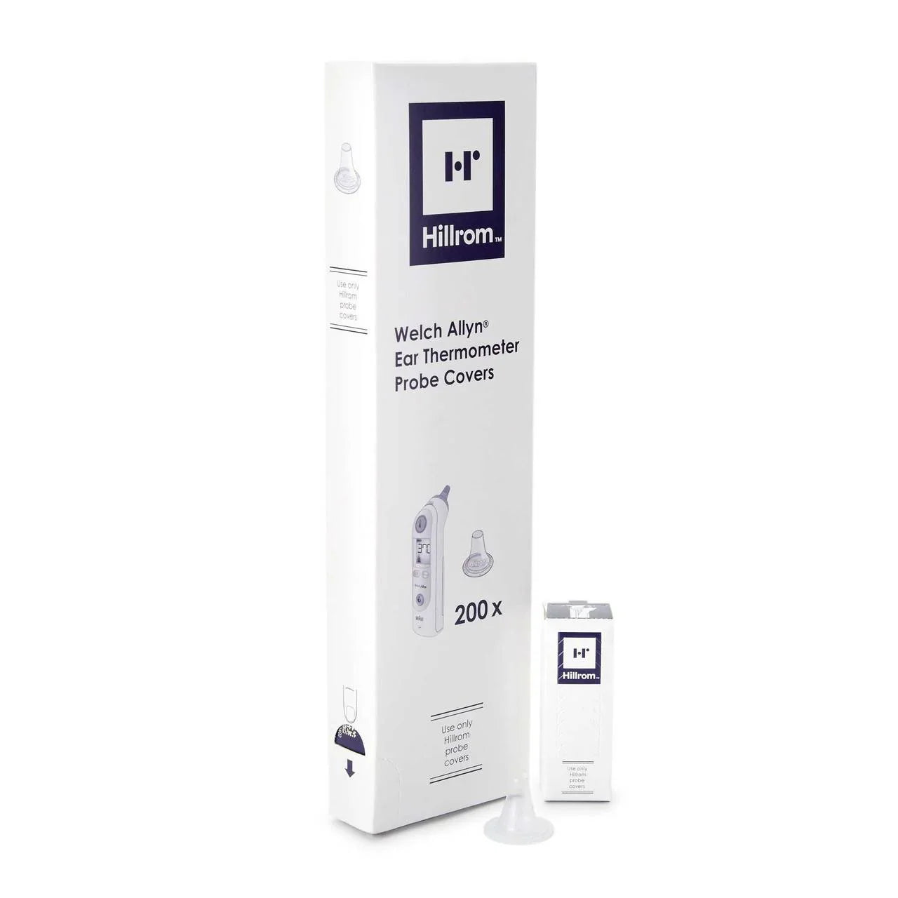 Box of 200 Welch Allyn probe covers for Braun Thermoscan Pro 4000/6000 ear thermometers, compatible with IRT4520 and BH4520 models.