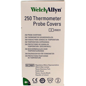 Welch Allyn Sure Temp probe covers, box of 1000, disposable medical covers for temperature probes, white plastic material.