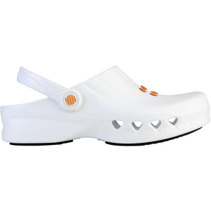 Wock Nube nursing shoes in white, featuring a comfortable slip-on design with cushioned soles for easy wear.