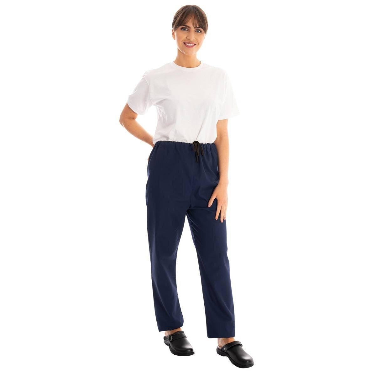 Lightweight unisex scrub trousers from Work In Style, featuring a relaxed fit and practical design for healthcare professionals.