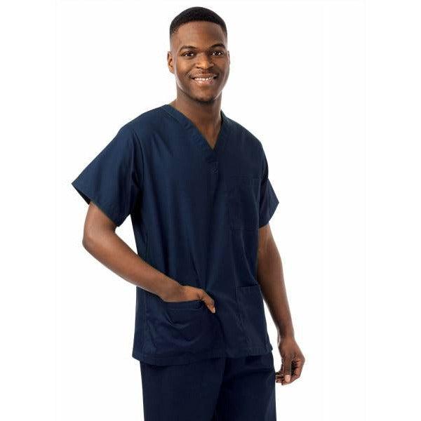 Lightweight unisex scrub trousers from Work In Style in navy, featuring a relaxed fit and multiple pockets for medical professionals.