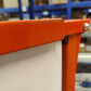 Orange-lid 28-litre hybrid sackholder by Wybone with sturdy base for waste collection and easy bag changes.