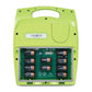 Open back of a Zoll AED Plus showing installed batteries and battery compartment